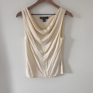 Josephine Chaus Top Womens Cream Beige Cowl Neck Blouse Sleeveless Knit - Small